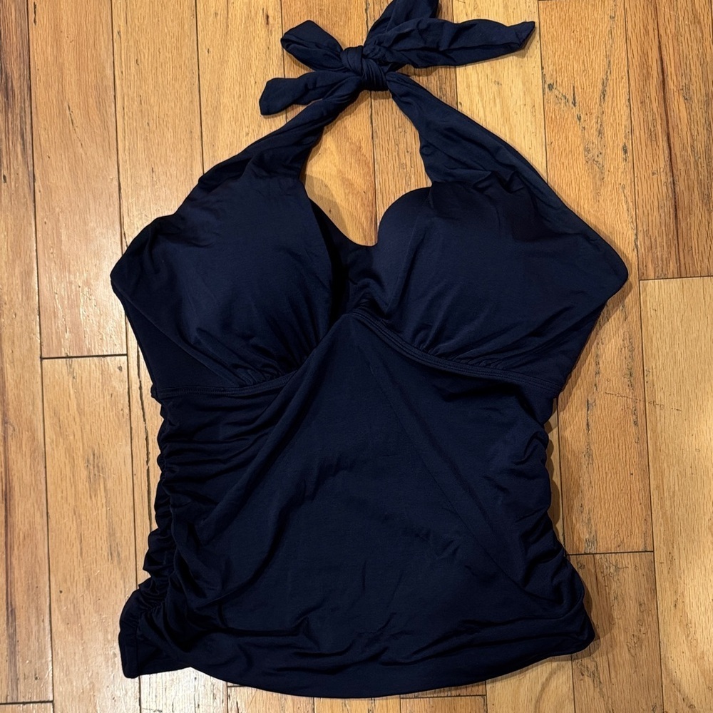 Athleta Navy Blue Halter Tankini Top